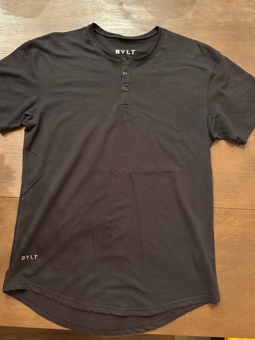 BYLT Basics Black Short Sleeve Henley Tee